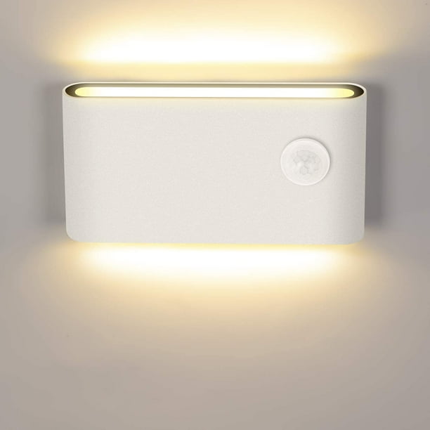 Aplique de pared LED 12W con detector de movimiento, moderno aplique de pared interior/exterior 3000K blanco cálido IP65, aplique de pared de inducción para escaleras, pasillo, balcón.