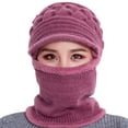 thumbnail image 1 of Sonducket 2020 nuevo calentador de cuello femenino Otoño Invierno gorros sombreros máscara mujer invierno sombrero tejido sombreros bufanda conjunto Sombreros Cuero Rosa, 1 of 8