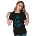 thumbnail image 3 of Keep Calm Mermaid On Beach Day Cute Womens Fitted Plus Size Graphic Tee Brisco Brands 2X, 3 of 5
