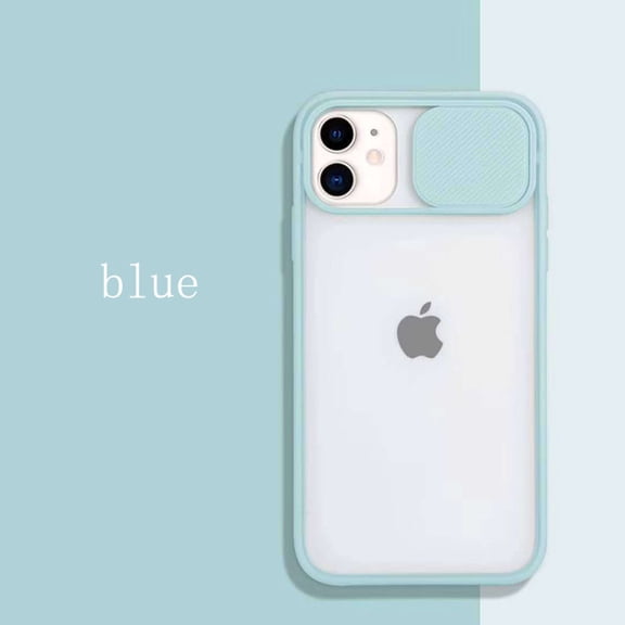 Camera Lens Slide Protection iPhone 12 Pro Max Case (Light Blue) Transparent Shockproof and Scratch Resistant Protection Cover
