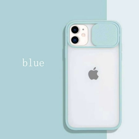 Camera Lens Slide Protection iPhone 8 Plus Case (Light Blue) Transparent Shockproof and Scratch Resistant Protection Cover