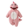 thumbnail image 2 of LIIPEE Baby Cartoon Dinosaur Zip Up Jumpsuit Boys Girls Fall Winter Long Sleeve Fuzzy Hooded Romper, 2 of 9