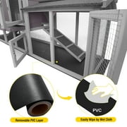 Aivituvin Chicken Coop Outdoor with PVC Bottom Layer Indoor Rabbit Hutch Wooden Bunny Cage Large Rabbit House with Run