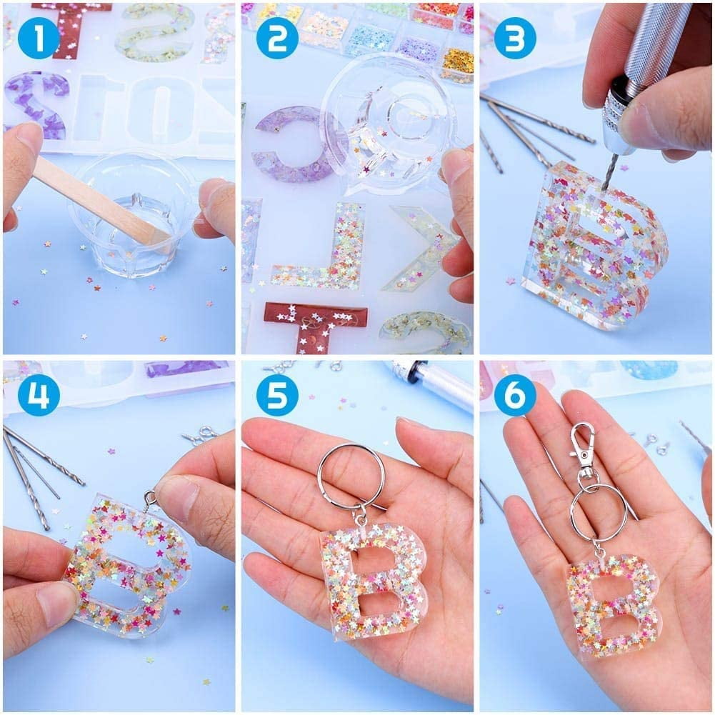 236Pcs Of Epoxy Resin Mold Silicone Letters Keychain Mold 