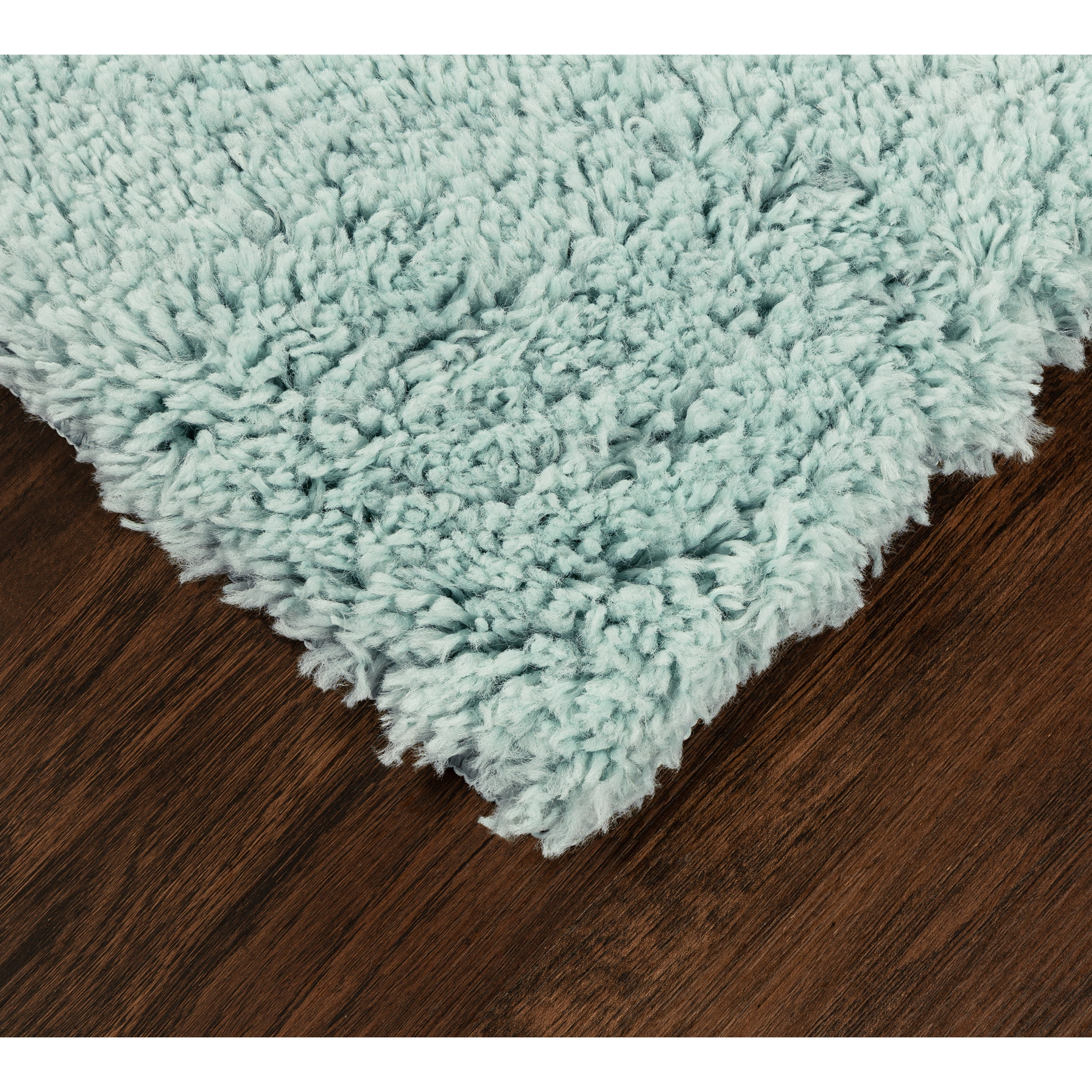 Mainstays Solid Plush Transitional Aqua Shag Indoor Area Rug, 3'x4'8"