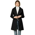 thumbnail image 1 of Abrigo De Botones Con Cuello Chal Con Muescas Para Mujer Abrigo De Invierno Largo De Un Solo Pecho Con Bolsillos Negro L, 1 of 7