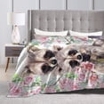 thumbnail image 4 of Raccoon Floral Blanket Gifts For Kids Adults - Lightweight Throw Blanket For Bedroom Living Room Decor Soft Fuzzy Fleece Cozy Plush Bed Couch 60"X50", 4 of 7