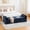 Navy, variant on YWEN 88.58" Chenille End of Bed Bench Chaise Lounge, Upholstered Bedroom Bench with Armrests & Bolster Pillows, PVC Legs for Living Room Entryway Apartment Dorm