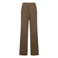 thumbnail image 4 of REALiKUN Women's Stretchy High Waisted Wide Leg Button-Down Pants Sailor Bell Flare Pants Brown XXL, 4 of 8