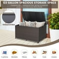 thumbnail image 4 of Gymax 133 Gallon Outdoor PE Wicker Storage Box Mix Brown Rattan Deck w/ Waterproof Liner, 4 of 10