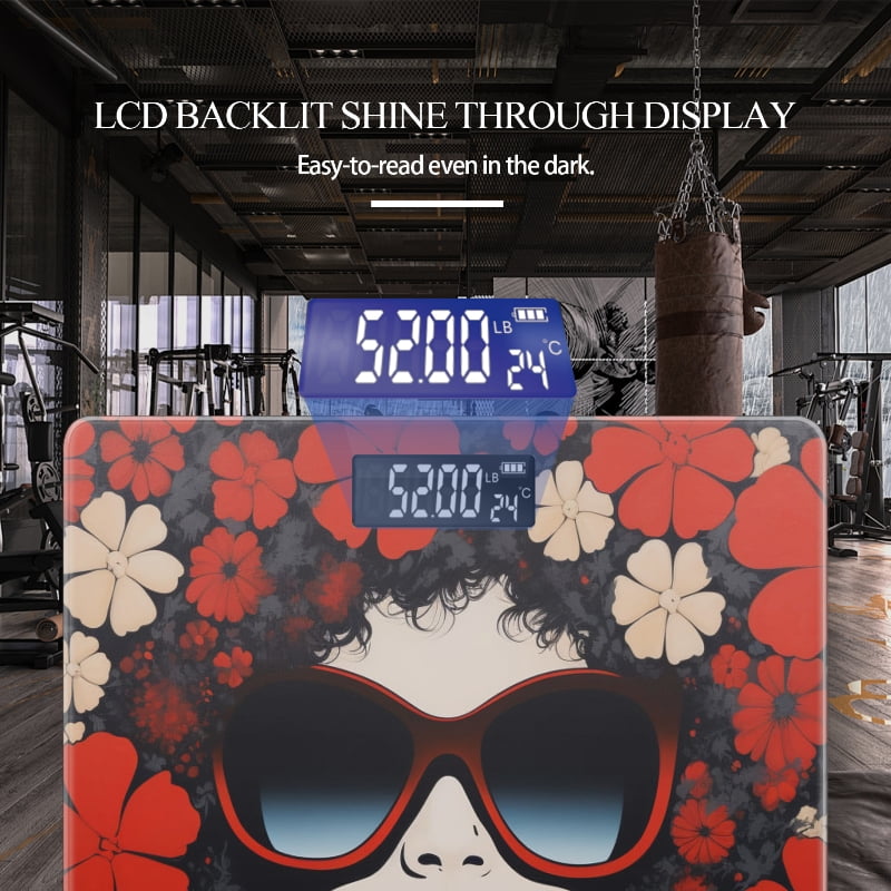 Digital Bathroom Scale with Large LCD Display,High Capacity Scale 400 lbs High Precision body fat scale-Painting Of Afro-American Woman With Red Sunglasses