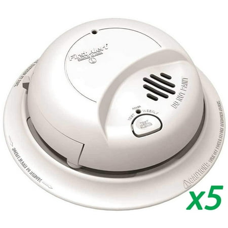 First Alert BRK 9120B (5pack) AC Powered Smoke Detector Alarm w/Battery (Best Rated Hard Wired Smoke Detectors)