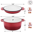 thumbnail image 2 of Cast iron Dutch oven with frying pan lid, 2-in-1 cast iron bread and frying pan cookware, double handle design, suitable for baking bread, frying, camping, 5 quarts, 2 of 7