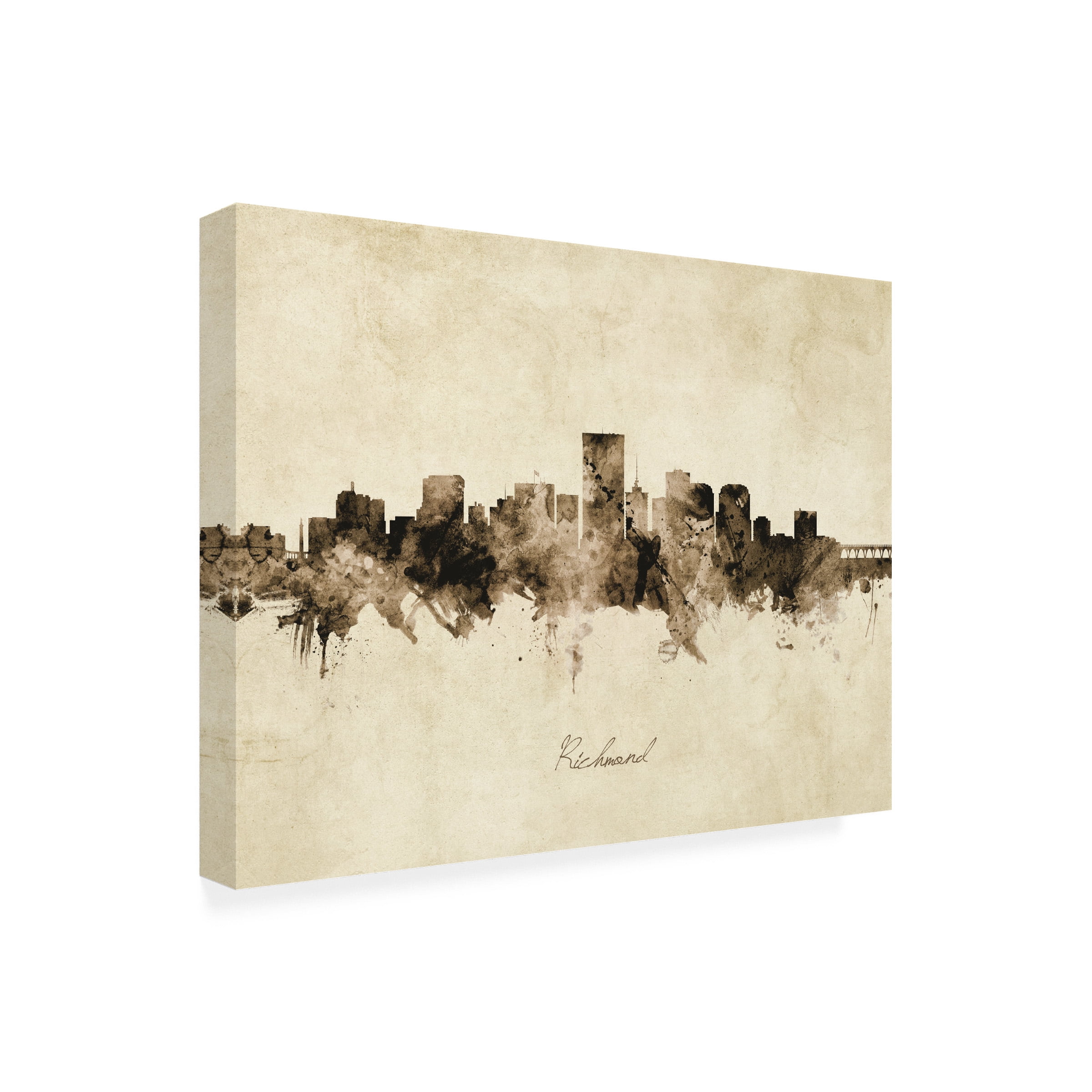 Michael Tompsett 'Richmond Virginia Skyline Vintage' Canvas Art