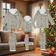 thumbnail image 4 of BLTIBY Pajama Christmas Family Set Satin Pjs Matching Sets Silk Sleepwear Holiday Striped Printed Nightwear Xmas Jammies Loungewear Gray M, 4 of 7
