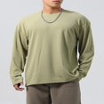 thumbnail image 3 of Hauts à Col Rond Coupe Ample pour Hommes Couleur Unie pour Printemps, 3 of 6