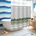 thumbnail image 5 of No Hook Shower Curtain, Dark Green Striped Shower Curtains for Bathroom with See Through Top Window, Abstract Modern Geometric Stripes Waterproof & Washable Bath Curtain Extra Long 72"x84", 5 of 9