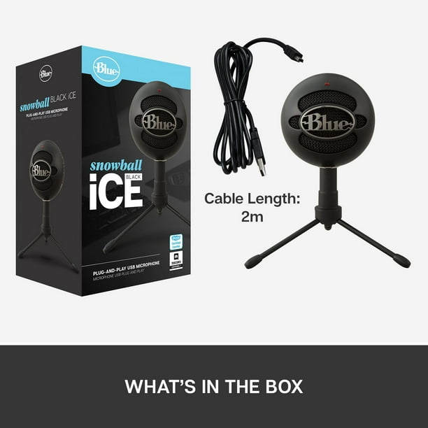 Blue Snowball iCE Plug 'n Play USB Microphone for Recording, Streaming, Podcasting, Gaming on PC and Mac, with Cardioid Condenser Capsule, Adjustable Blue Snowball iCE Plug 'n Play USB Microphone for Recording, Streaming, Podcasting, Gaming on PC and Mac, with Cardioid Condenser Capsule, Adjustable
