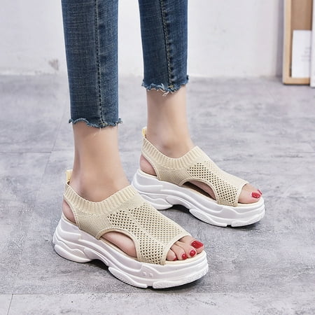 

Fashion Women s Breathable Sandals Casual Sponge Cake Bottom Fish Mouth Sandals