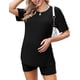 thumbnail image 2 of Ekouaer Women's Maternity Pajamas Sets 2 Piece Outfits Short Sleeve Shirts and Biker Shorts Pregnancy Loungewear Mama Clothes, 2 of 4