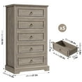 thumbnail image 2 of Homfa 5 Drawer Tall Dresser, Chest of Drawers Storage Cabinet for Bedroom Living Room, Wash Gray, 2 of 6