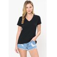 thumbnail image 1 of Women's Elastic Basic Summer Lightweight Tee Shirt Cap Sleeve V Neck Top, 1 of 8