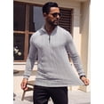 thumbnail image 5 of JWD Men Zip Mock Neck Ribbed Long Sleeve Shirts Stretch Fitted Knit Pullover Light Gray L, 5 of 7
