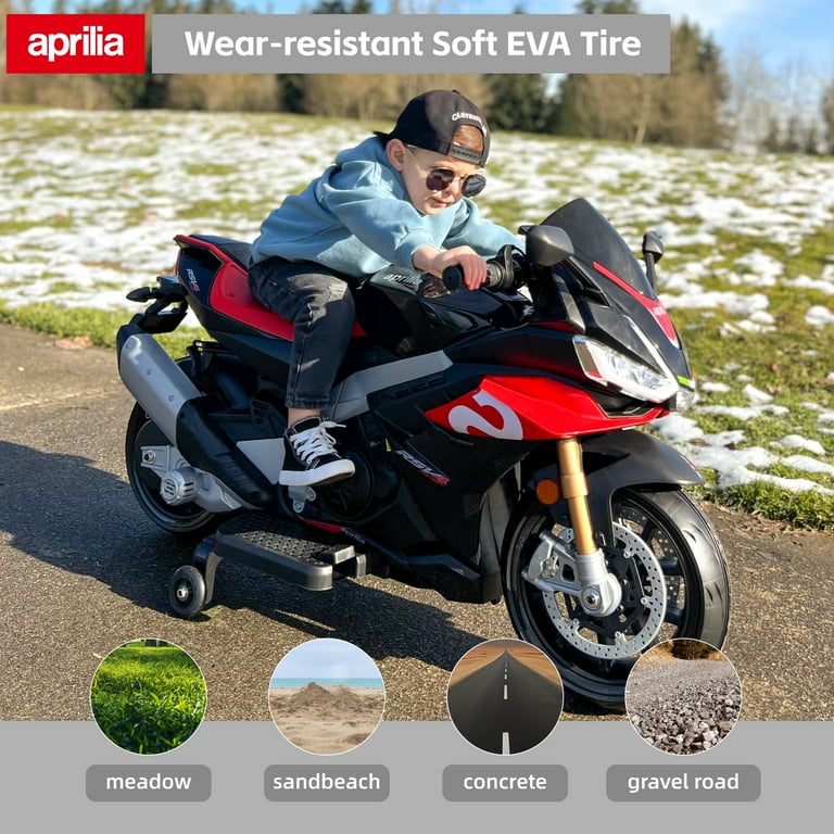 TCARAIWEN 24V Kinder-Elektro-Motorrad – Aprilia RSV4 Lizenziert – Bis 8 Km/h Mit Stützrädern, MP3, Schlüsselschalter – Für 2 Kinder – Blau TCARAIWEN 24V Kinder-Elektro-Motorrad – Aprilia RSV4 Lizenziert – Bis 8 Km/h Mit Stützrädern, MP3, Schlüsselschalter – Für 2 Kinder – Blau