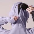 thumbnail image 7 of Maqroz Women's Anti-UV Shirt Hooded Jacket with Thumb Holes & Face Mask UPF 50+ Sun Protection Long Sleeve Crop Tops Ice Silk Quick Drying Sweatshirt Sun Shirt Hiking Outdoor Gray Free Size, 7 of 7