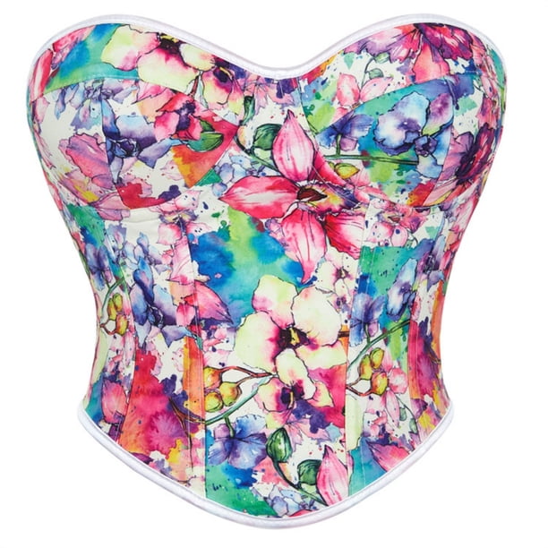 Faja reductora de cintura para mujer, con estampado de girasoles, estilo retro, estilo vintage, con tirantes de corsé, de poliéster.