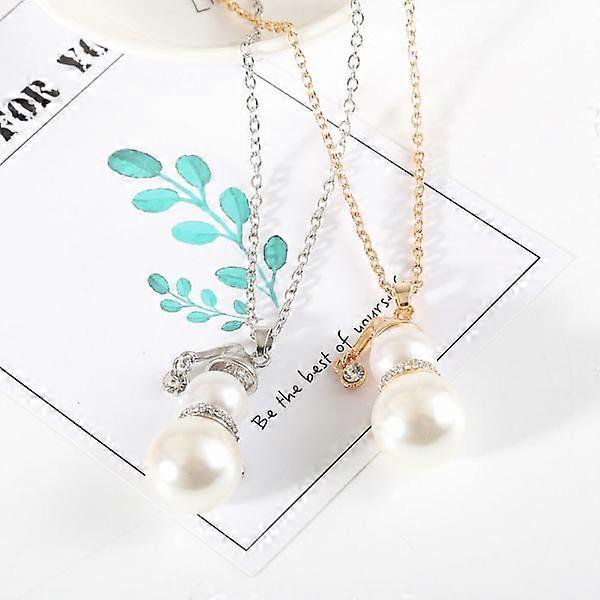 Set of 2 Christmas Snowman pendant necklace Imitation Pearl Necklace Sweater