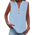 thumbnail image 2 of Cotton Linen Tank Tops for Women Button Down Sleeveless Shirt Gauze Breathable Blouses, S, 2 of 6