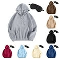 thumbnail image 3 of Ecqkame Hoodies For Women Lightweight Long Sleeve Hooded Casual Pullover Tops Solid Color Drop Shoulder Sweatshirts Gray XXL, 3 of 3