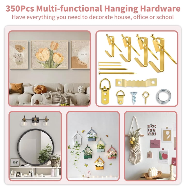 353-Piece Picture Hanging Kit - Heavy Duty Hooks, Sawtooth Hangers, Screws For Frames & Art