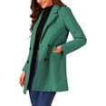 thumbnail image 4 of Abrigo de trench de longitud media con cinturón y doble botonadura para mujer Inspire Chic en verde, 4 of 8