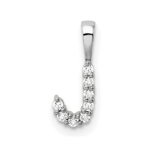 14k White Gold 1/10 carat Lab Grown Diamond VS/SI  G  Letter J Initial Pendant