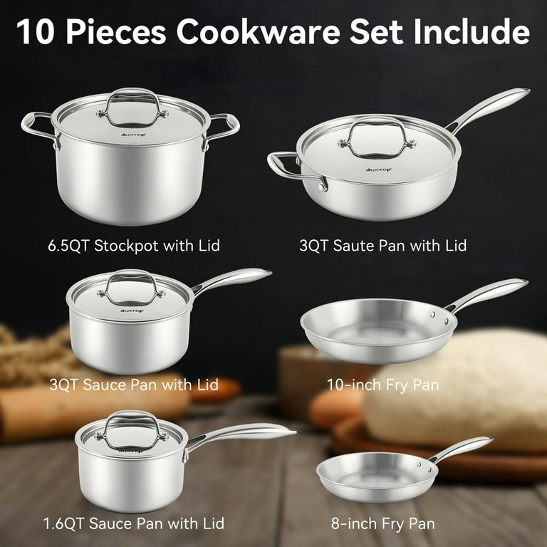 All-Clad Three-Ply Stainless Steel 10-Piece Cookware Set | Dillard's