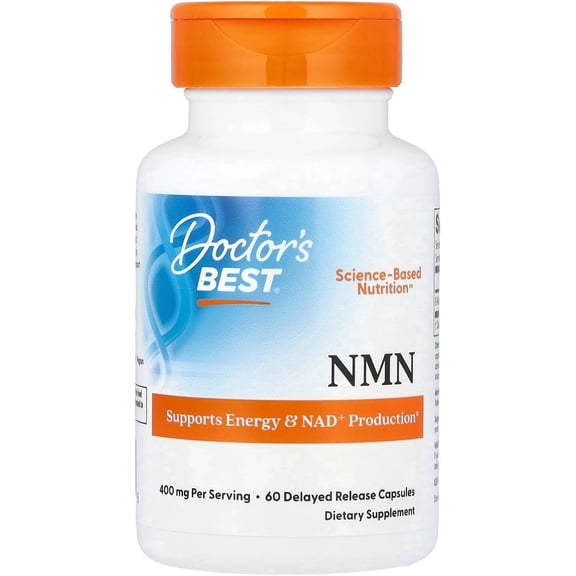 Doctor's Best NMN Supplement for Women & Men - Supports NAD  Production & Cellular Energy, Beta Nicotinamide Mononucleotide, 200 mg per Capsule, Vegan, Non GMO - 60 Veg Caps