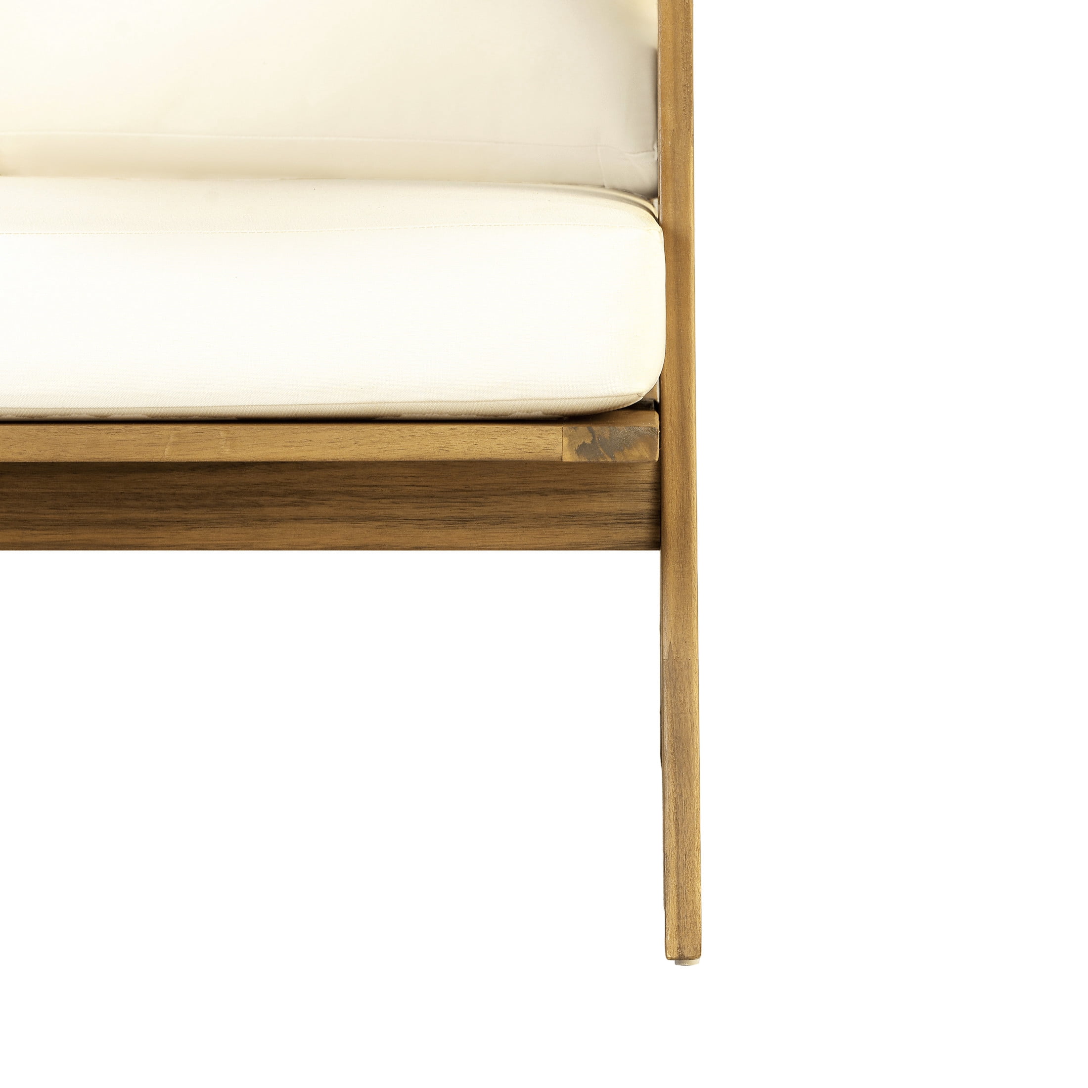 Christopher Knight Home 75" Mid-Century Outdoor Acacia Wood 3-Seater Sofa with Cushions, Teak+Beige