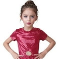 thumbnail image 2 of YMNXA Big Kids Girls Top Short Sleeve Round Neck Solid Color Comfortable Fashion Tee For Stage Performance And Casual Wear Red 10-12 Years, 2 of 3