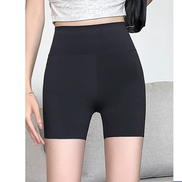 LVHAOGJOB Womens Spandex Shorts Yoga Shorts High Waist Tight Black Solid Workout for Mujer