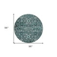 thumbnail image 3 of HomeRoots 580062 8 ft. Round Oriental Washable Indoor & Outdoor Area Rug, Dark Green, Aqua & Charcoal, 3 of 5