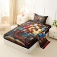 thumbnail image 2 of Feelyou Fairy Dragon Twin Sheet Sets for Kids Boys Girls, Castle Animal Bedding, Red Gold, 3 Pieces, 2 of 5
