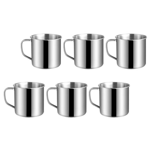 BESTYASH 6Pcs Stainless Steel Drinking Cups Silver Easy Clean Lightweight for Home and Restaurant
