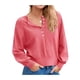 thumbnail image 3 of Suéter de Cuello Redondo con Botones para Mujer, Larga, Estilo Henley, Ideal para Otoño. Camisetas Tipo Pullover de Punto Suelto y Moderno. Rojo XXL, 3 of 7