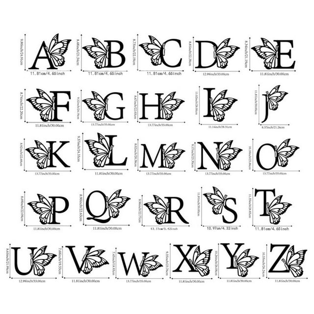 JJKBVCLO Metal Butterfly Sign Butterfly Letter Sign Letter Monogram Sign Metal Monogram Letter Sign Room Decoration Butterfly Sign Gift