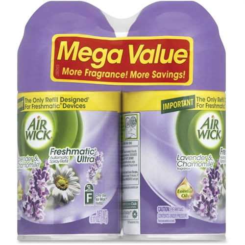 Air Wick Pure Freshmatic 2 Refills Automatic Spray, Lavender & Chamomile,Air Freshener, Essential Oil, Odor Neutralization, 5.89 Ounce (Pack of 2)