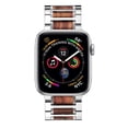 thumbnail image 4 of Compatible with Apple Watch Band 45mm 41mm 44mm 42mm, Natural Red Sandalwood Wooden Stainless Steel Link Bracelet Strap for Apple Watch SE Series 7 6 Series 5 4 3 2 1, 4 of 9