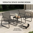thumbnail image 6 of Lofka 3-Piece Patio Furniture Set with Coffee Table for Garden| Balcony| Bistro, Textilene,Black, 6 of 11