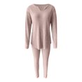 thumbnail image 5 of sususu Matching Lounge Sets for Women,Sweat Set Women's Knit Trousers Suit V Neck Long Sleeve Loose Fit Comfortable Daily Wear Outfit For Autumn Winter Season - Pink, 5 of 6